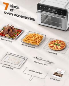 32QT Air Fryer Toaster Oven Combo with Rotisserie, Turbo Convection, Silver - Image 8