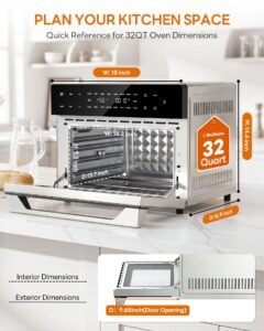 32QT Air Fryer Toaster Oven Combo with Rotisserie, Turbo Convection, Silver - Image 3