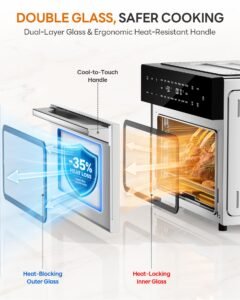 32QT Air Fryer Toaster Oven Combo with Rotisserie, Turbo Convection, Silver - Image 7